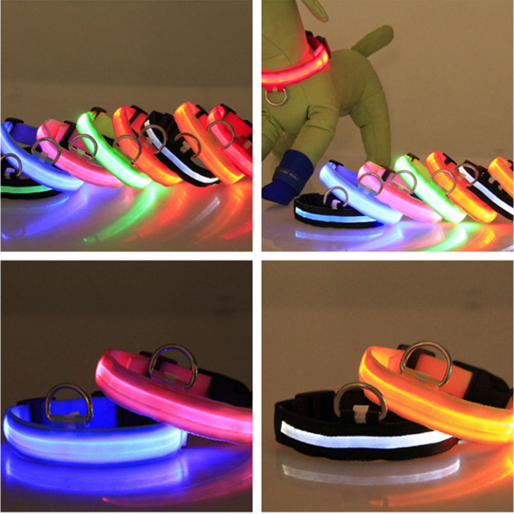 Nylon LED Dog Collar Light Night Safety LED Flashing Glow Pet Supplies Pet Cat Collars Dog Accessories for Small Dogs Collar LED