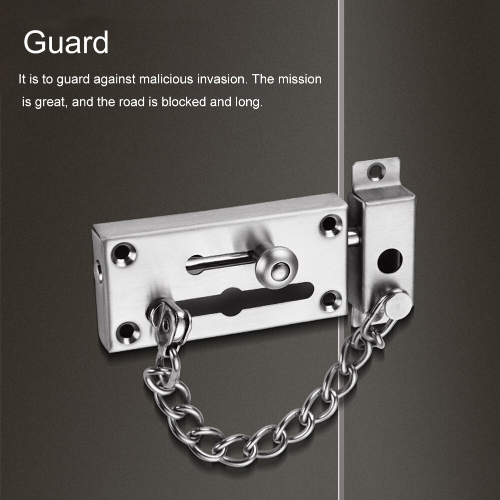 Modern Door Chain Lock Multifunction Stainless Steel Gate Slide Bolt Latch Barn Anti Theft Easy Install Home Durable Heavy Duty