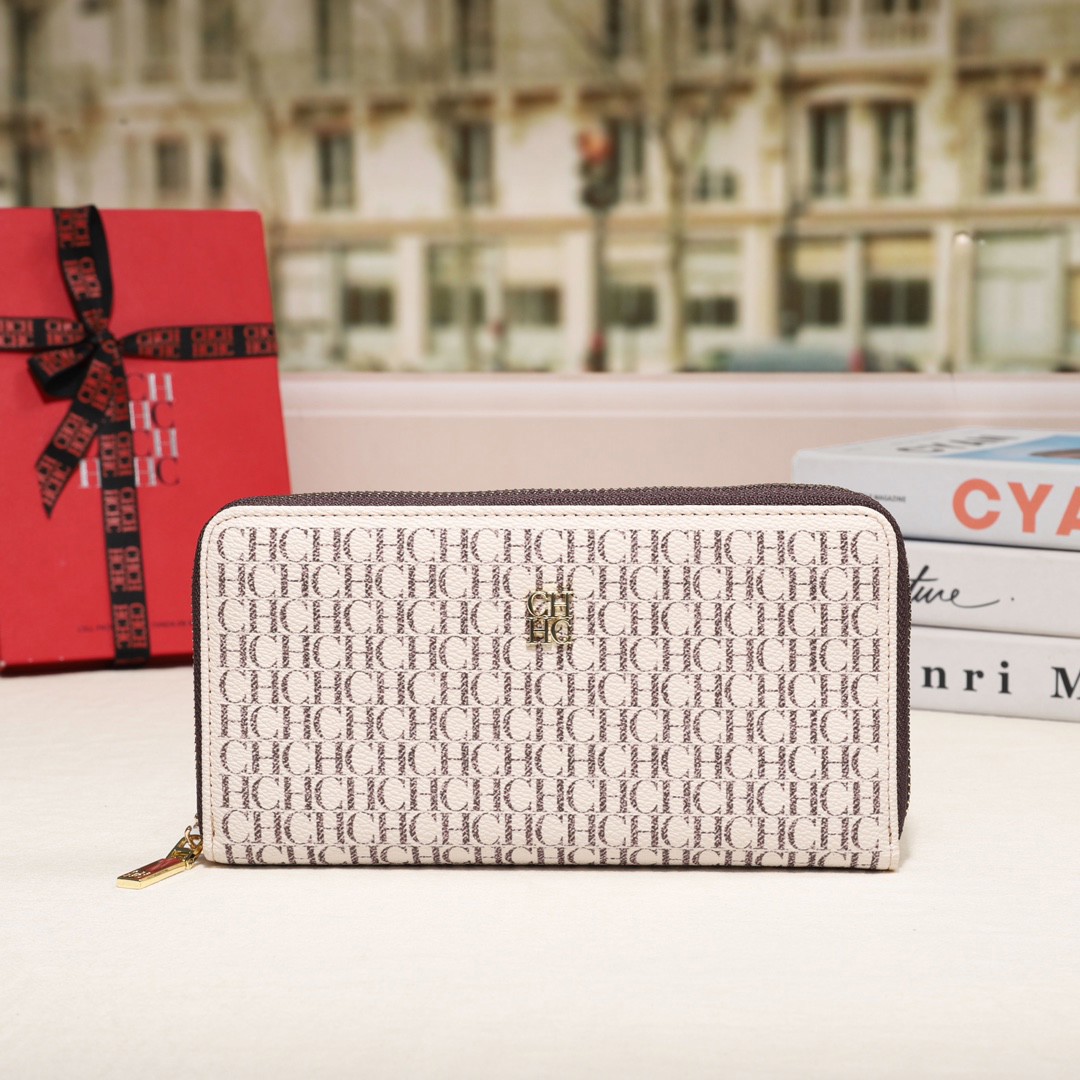 CH Premium Folding Printed Monogrammed Luxury Women's Handbags Square Wallet Classic Vintage: GRAY