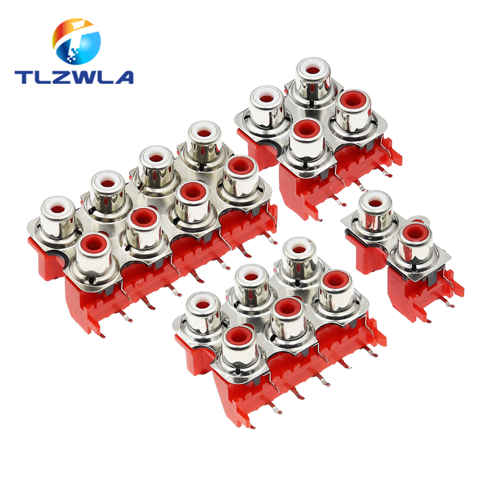 2 uds RCA hembra Audio Video enchufe 2P 4P 6P 8P cinta blindada conector AV conector AV2-8.4-13 piezas PCB rojas