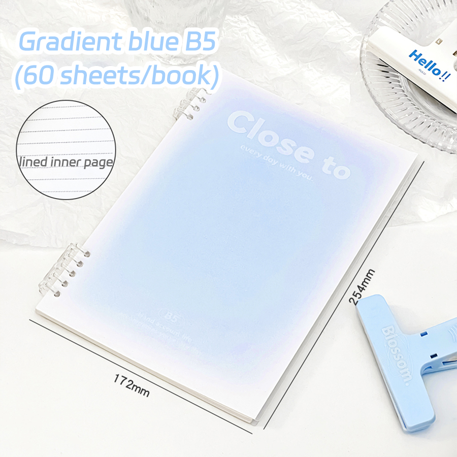 Loose-leaf Notebook Gradient Color Five-hole Detachable Lined Notepad A5/B5 Simple Ins Student Stationery School Office Supplies: Red