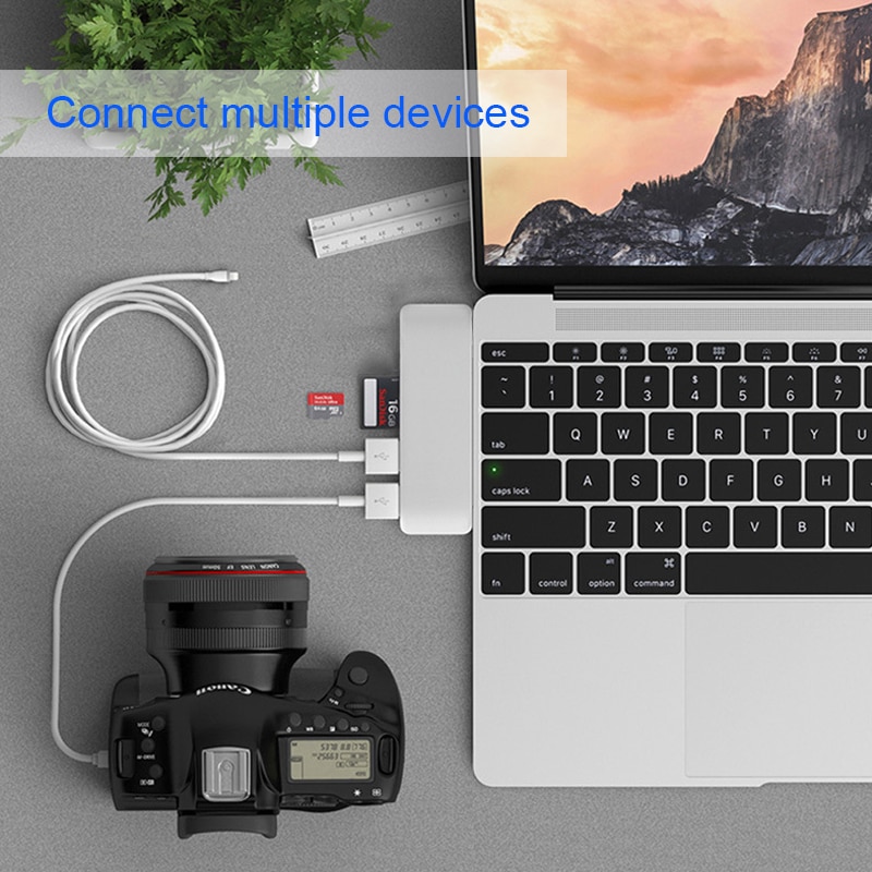 Basix usb type c hub til macbook 12 tommer usb-c dock adapter thunderbolt 3 med micro sd/tf læser slot til mac bookpro usb c hub