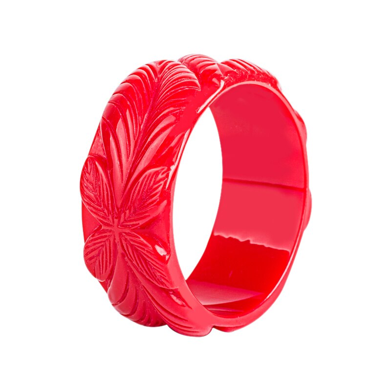 Trendy Resin Cuff Engraved Flowers Bracelets Bangles for Women Acrylic Wide Bracelets Female Simple Charm Jewelry: red