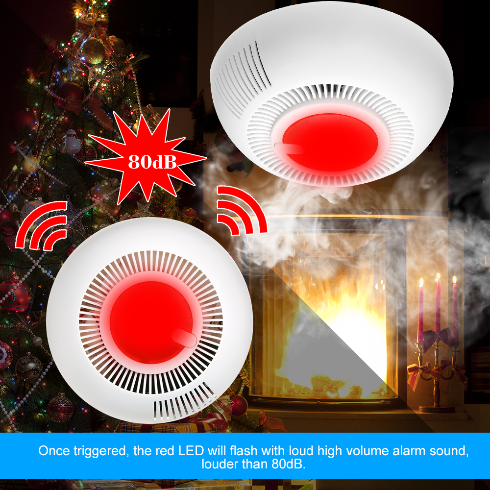 Photoelectric Smoke Alarm High Sensitive Wireless Alarm System Security Independent Smoke Detector Fire Protection Sensor