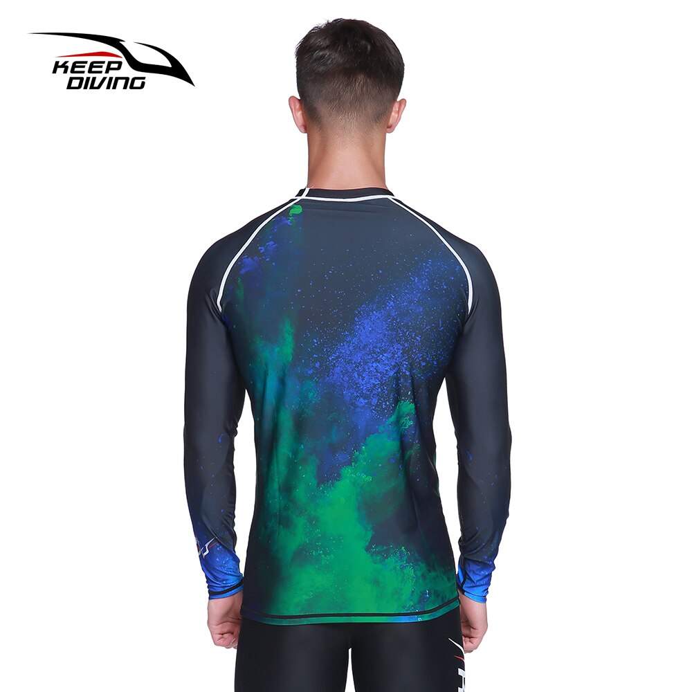 UPF 50+ Anti-UV Rash Guards Men Quick-dry Long Sleeve Wetsuit Sunscreen Swimming Surfing Suit Large Size