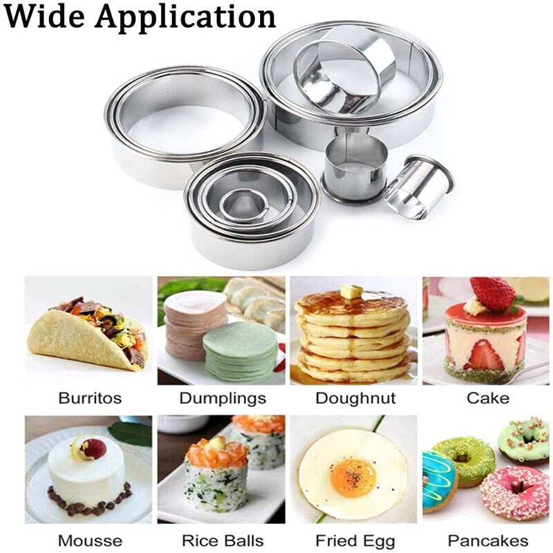 14/11/7 pcs Round Cookie Biscuit Cutter Set Circle Pastry Mold Forms for Donut and Scone Making Mold Form Fondant Tools