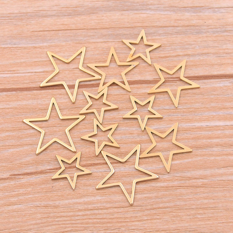 10pcs 3 Size Stars Charm Gold Stainless Steel Pendant Open Bezels Hollow Pressed Resin Frame Mold Bezel DIY Jewelry Making