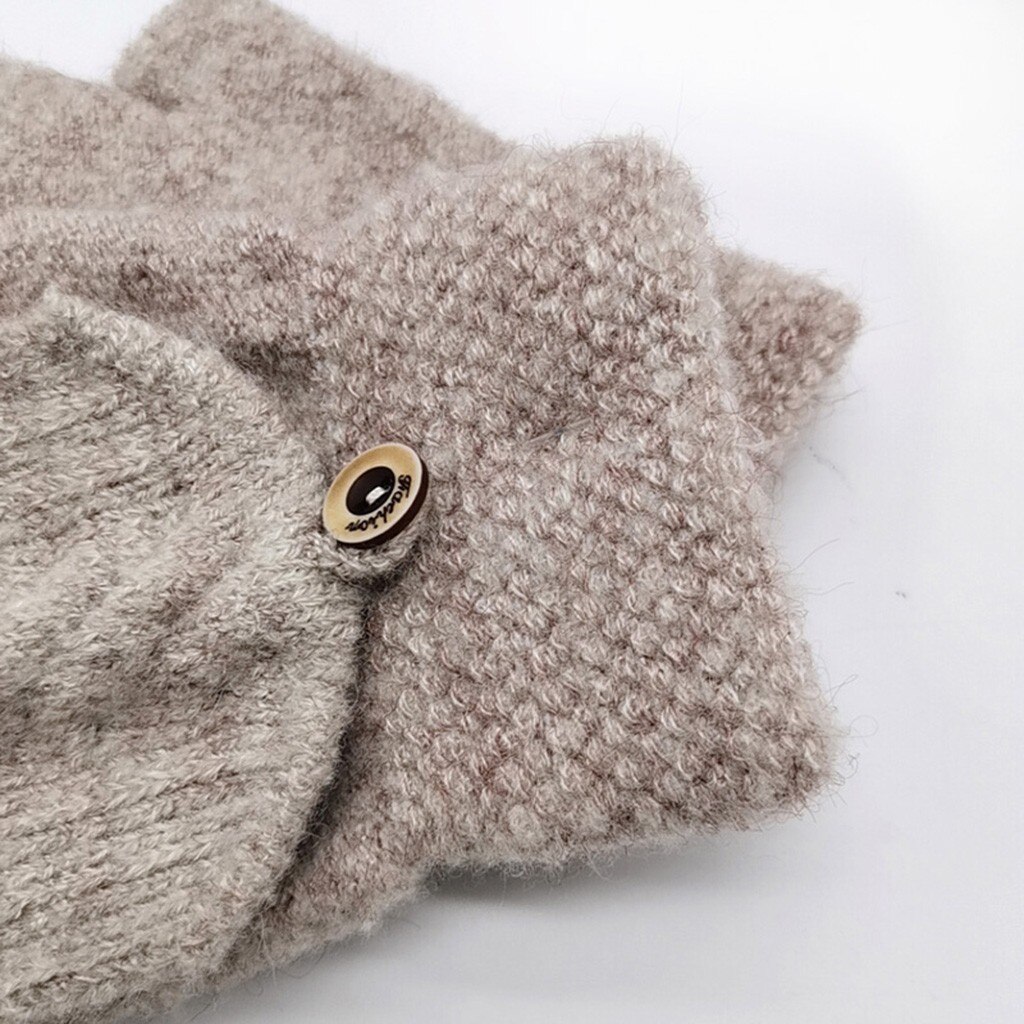 Winter Kids Warm Gebreide Effen Wanten Handschoenen Kinderen Jongens Meisjes Convertible Flip Top Vingerloze Handschoenen Baby Kerstcadeaus