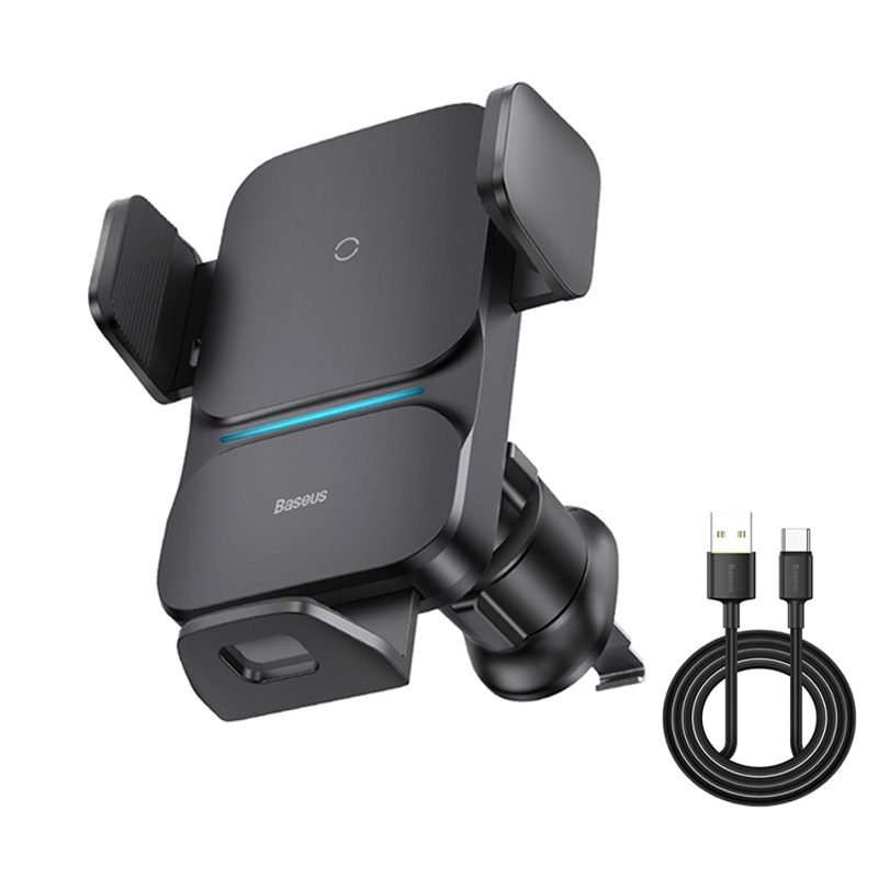 Baseus Car Phone Charger Stand 15W Wireless Charging Mount For Iphone Samsung Mobilephone Charge Holder Auto Air Vent Support: Black