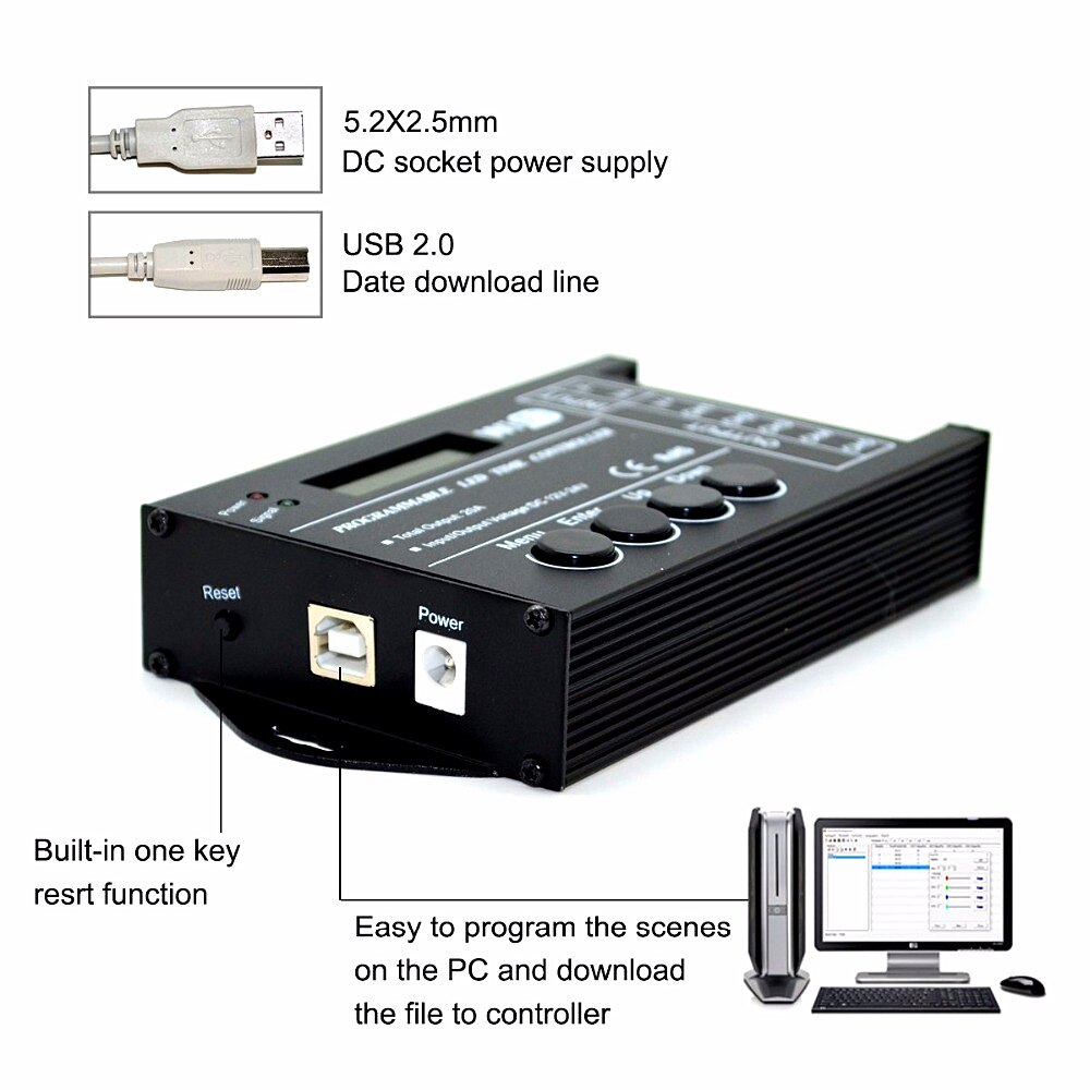 Controlador LED RGB Programable por tiempo WIFi TC421 TC420 DC12V/24V 5CH 20A, atenuador LED para teléfono PC con ánodo común para 3528 5050 tiras Led