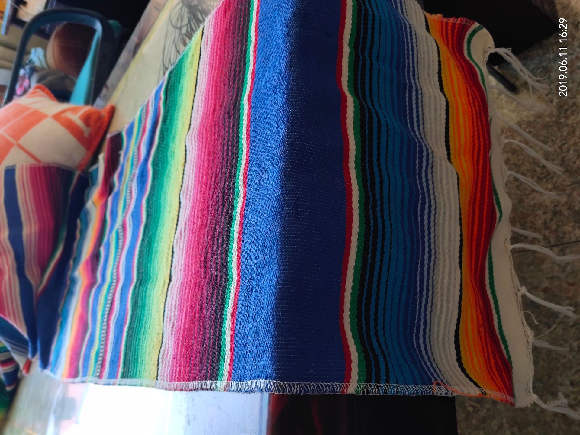 35*210cm regnbue bordløber stribe bordløbere med kvast mexicansk dug til bryllupsfest bomuldsdug flag: Marine blå