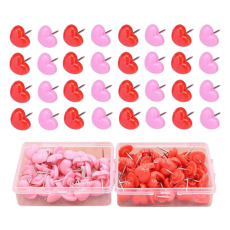 50 Stks/doos Hart Vormige Plastic Punaise Gekleurde Push Pins Diy Push Pin Decor Punaises Kantoorbenodigdheden FF01