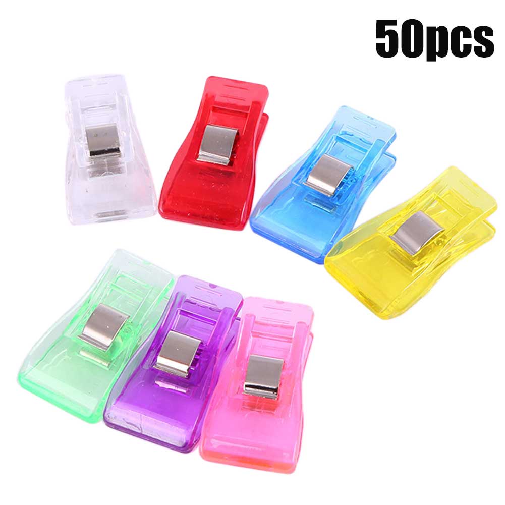 50pcs Plastic Clamp Fastener Sewing Clip Knitting Quilting DIY Multicolor Fabric Craft Patchwork Tool Easy Apply Practical