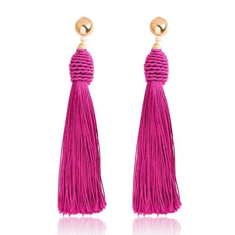 Bohemian Lange Tassel Dangle Oorbellen Voor Vrouwen Rood Zwart Zijde Verklaring Oorbel Etnische Mode-sieraden: EA086-10