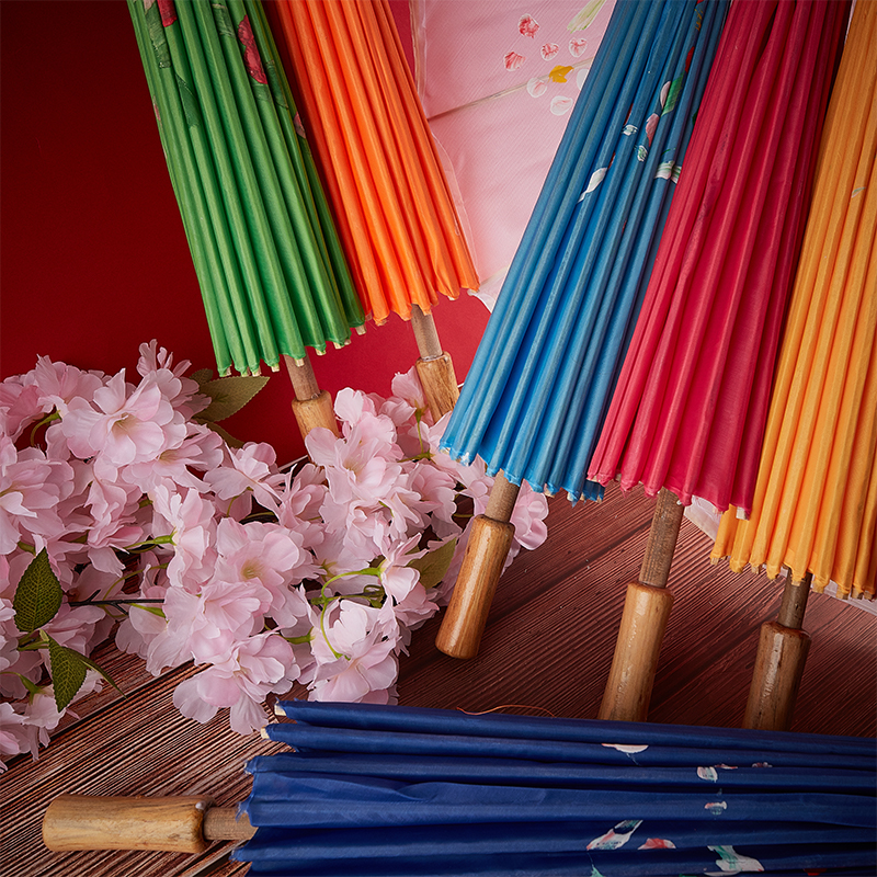 Paraguas de tela de seda de 82/84cm para mujer, paraguas de danza antigua con flores de cerezo japonesas, paraguas decorativo de papel al óleo de estilo chino