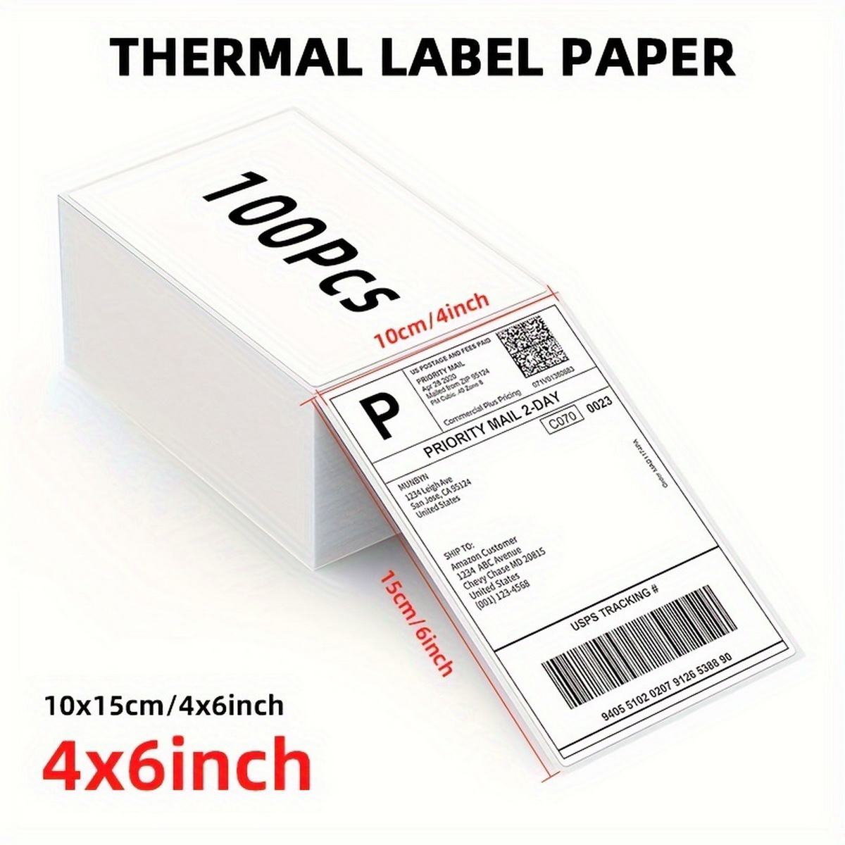 500/1000 ark  of 4 '' x6 '' termisk etiketpapir, hvide etiketter, til termiske etiketprintere, logistiketiketter 100 x 150mm