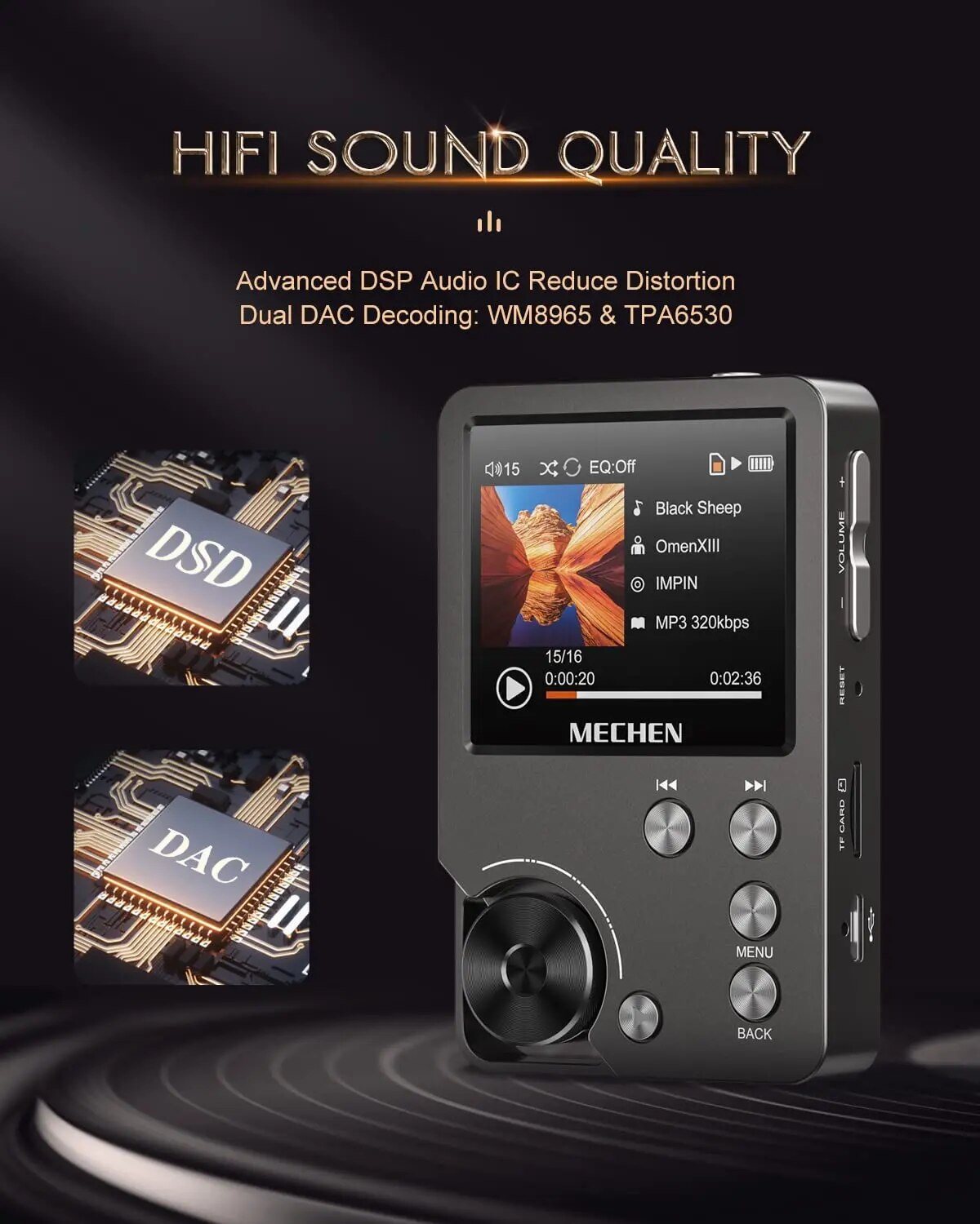 Wysokiej jakości bezstratny odtwarzacz MP3/MECHEN-M30/HiFi/z obsługą kart pamięci 64 GB do 256 GB