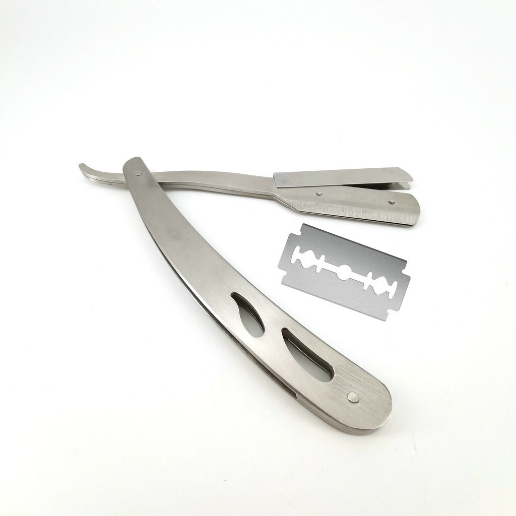Stainless Steel Straight Edge Razor Barber Manual Beard Shaver Folding Shaving Razor Barber Shaver Tool with one Blade: Type C