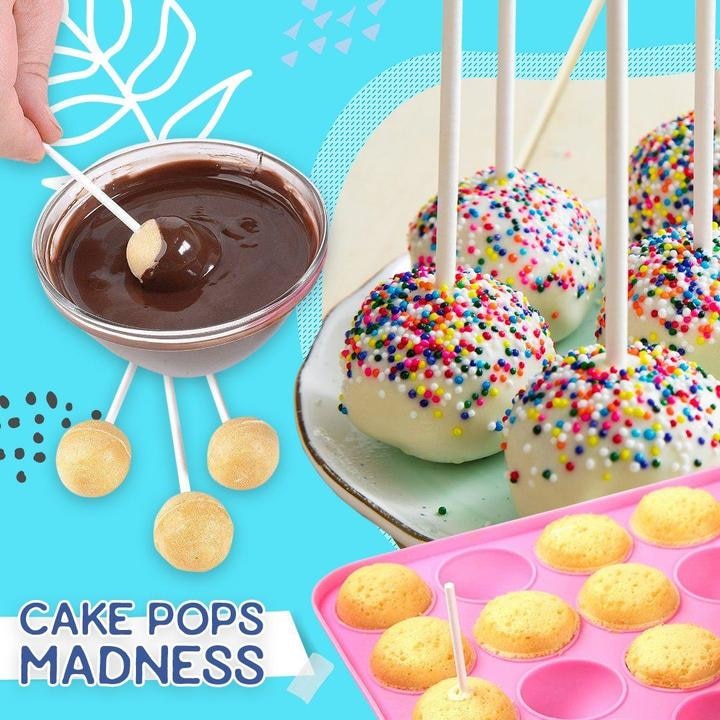 Pro Cake Pops Mold 20 Grids Big Size Silicone Ice Cream Mold Popsicle Molds Ice Tray Fruit Ice Moulds Round Shape Pink