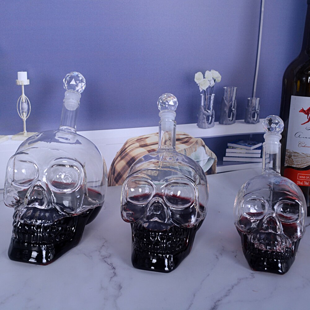 Botella creativa con cabeza de Calavera de Cristal, Whisky, Vodka, botella decantadora, Whisky, vidrio, cerveza, vaso para licor, agua, BARRA DE VIDRIO el hogar