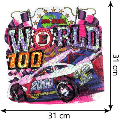 Grote Borduurwerk Auto Sequin Doek Stickers Kleding Patch Jas T-shirt Gat Stickers Cartoon Decoratieve Stickers E-02: Large car