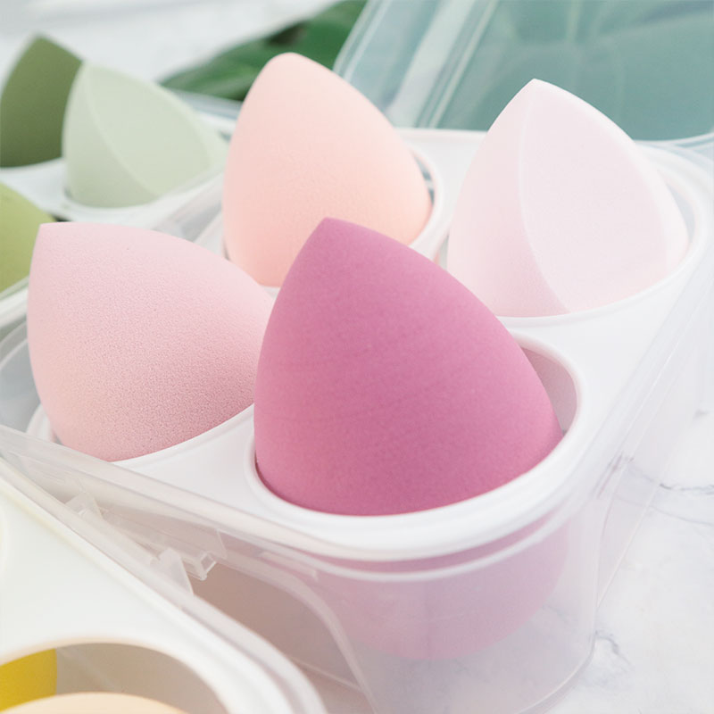 3/4 Piece Set Of Makeup Sponge, Puff, Healthy Latex Soft Sponge, Wet And Dry Set, Beveled Beauty Makeup Tool: 4 pcs Pink A