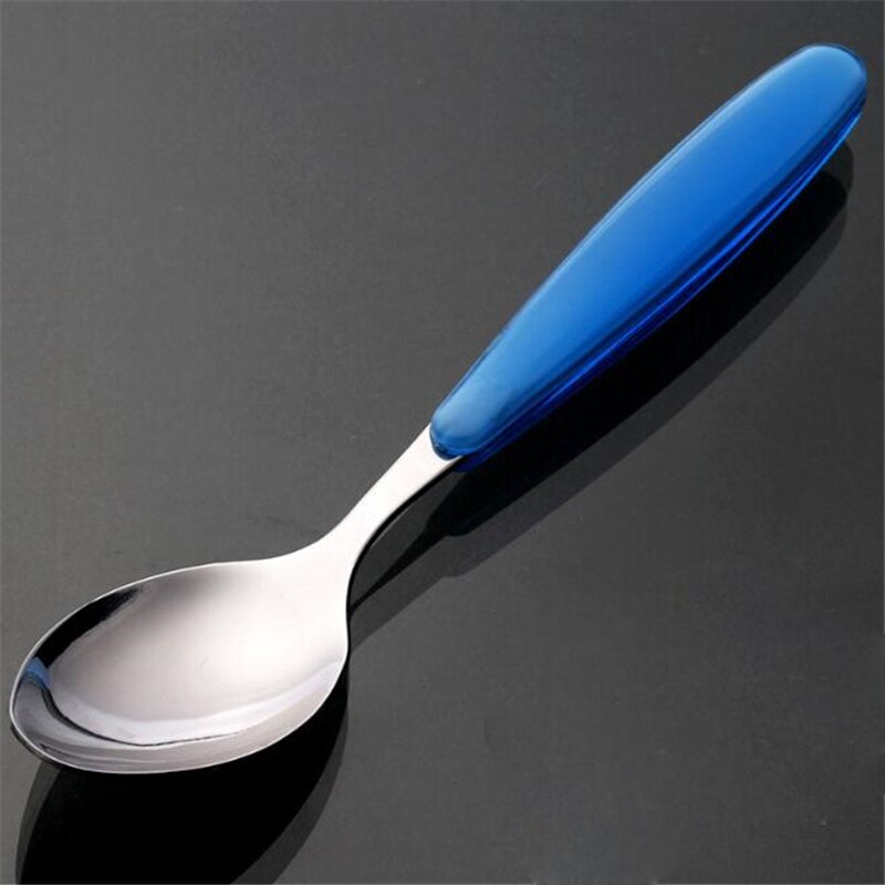 Baby Gadgets Tableware Set Children Utensil Stainless Steel Toddler Dinnerware Cutlery Cartoon Infant Food Feeding Spoon Fork: Blue Spoon