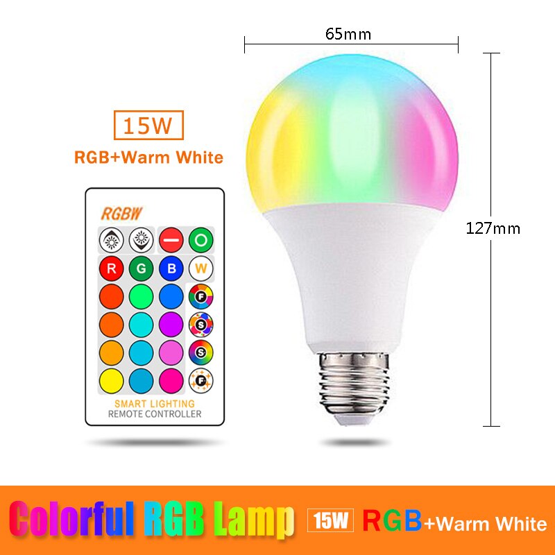 15W Bluetooth Smart Bulb LED 5W 10W RGB Magic Lamp E27 Color Change Light Bulb Smart Home Lighting Compatible IOS/Android: RGBWW E27 15W