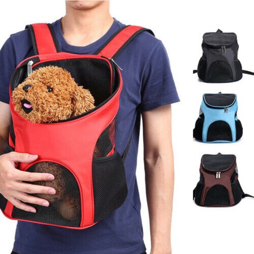 Mochila de hombro con malla respirable para mascota, gato, perro, cachorro, mochila de viaje, bolsa portátil