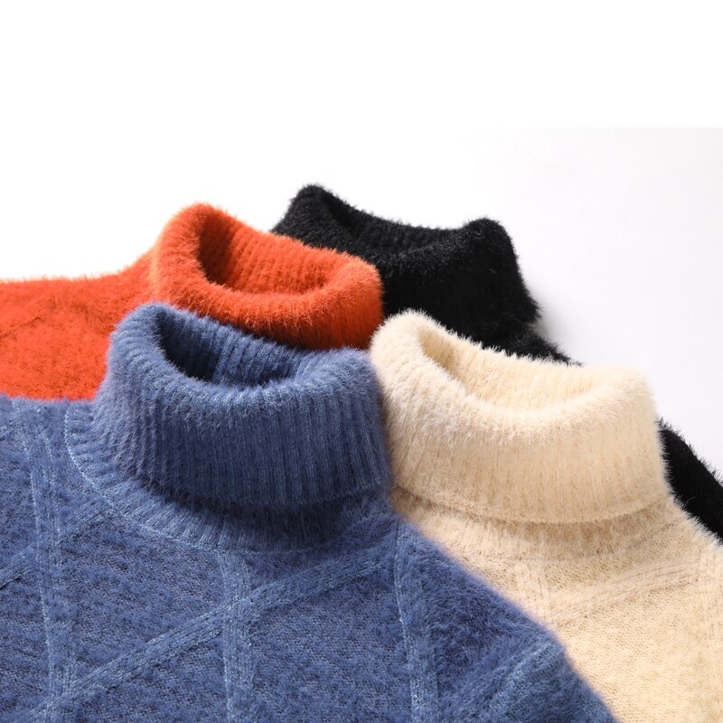 Winter dikke warme trui heren coltrui casual argyle heren truien zachte warme pullover heren breigoed merkkleding