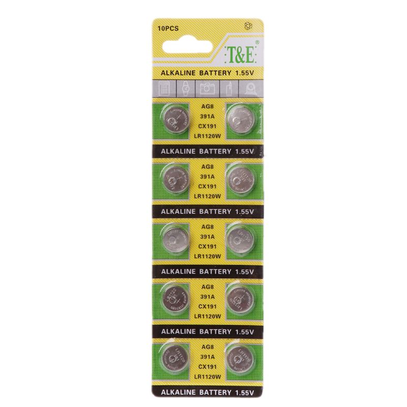 Pilas de botón para relojes, baterías de recambio para relojes, AG8, AG1, AG10, AG13, A76, LR44, 357A, S76E, G13, LR44, 1,5 V, 10 piezas: AG8