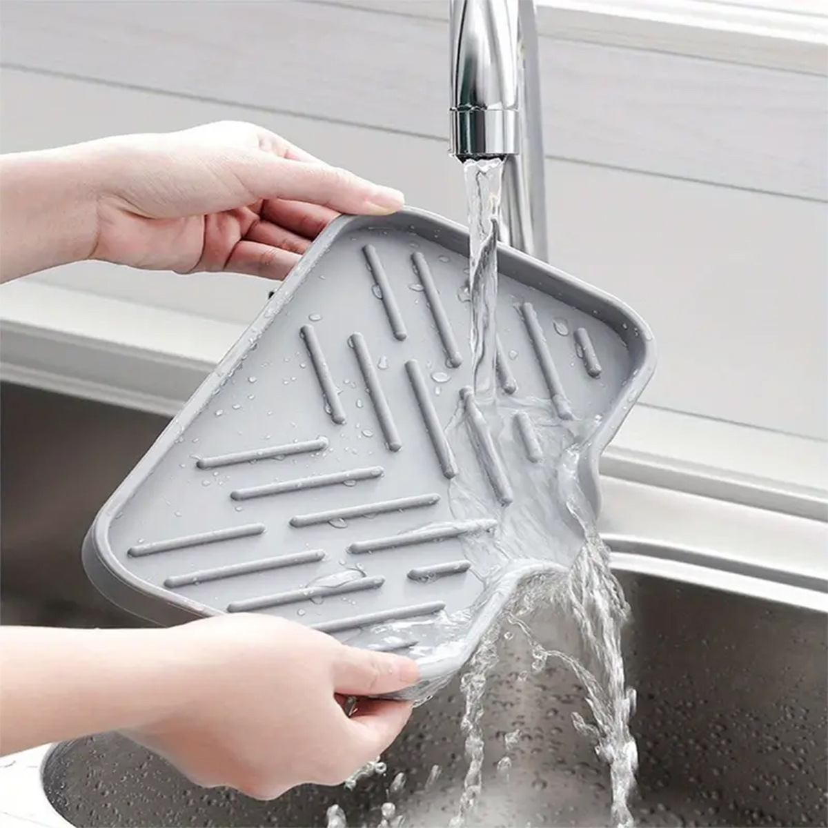 Siliconen Kraan Mat Aanrecht Lade Zeepdispenser Spons Afvoer Pad Gootsteen SplashDrying Mat Aanrecht Opbergvak Zeepbakje