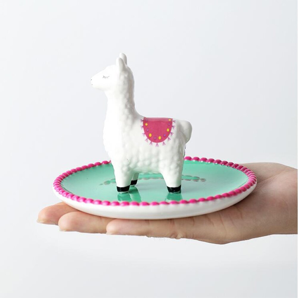 Plato decorativo de cerámica de Alpaca, bandeja de almacenamiento de joyas, plato de exhibición de anillo, baratija, tocador, plato, Decoración de mesa