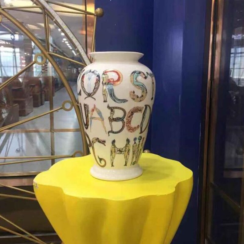 Ins super kul vase 18ss alfabet vase banneord vase keramisk blomsterpotte kunstnerisk samling ornamenter hjemmedekorasjon