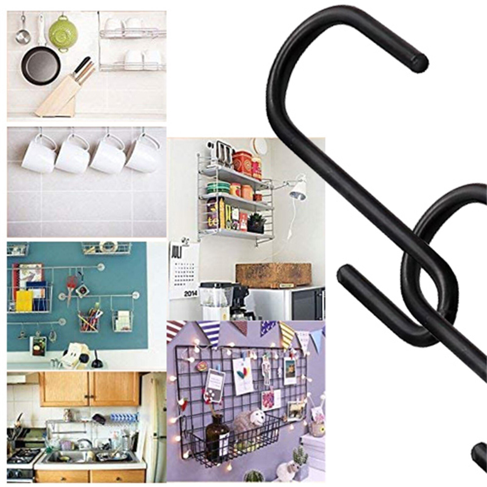 10 Stuks Zwart S Vormige Haken Keuken S Type Haken Voor Opknoping Pannen Potten Bag Handdoeken Multifunctionele Haken snelle Levering