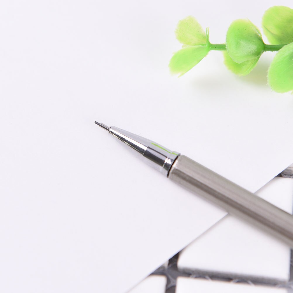 0.5/ 0.7mm Automatic Drafting Pencil, Lead Size, Metallic Black Sliver Barrel Mechanical Pencil Length: 14.5cm
