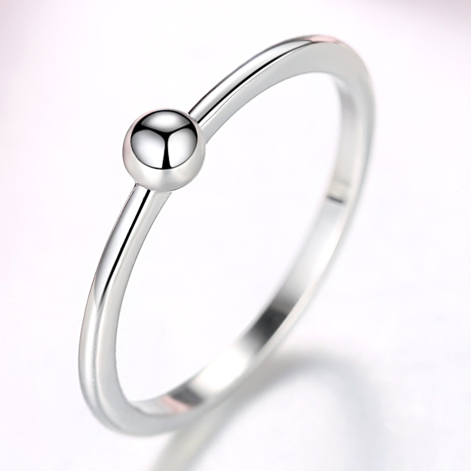 ELESHE 925 Sterling Silver Finger Rings With Crystal Zircon INS Simple Geometric Beaded Rings for Women Fine Jewelry