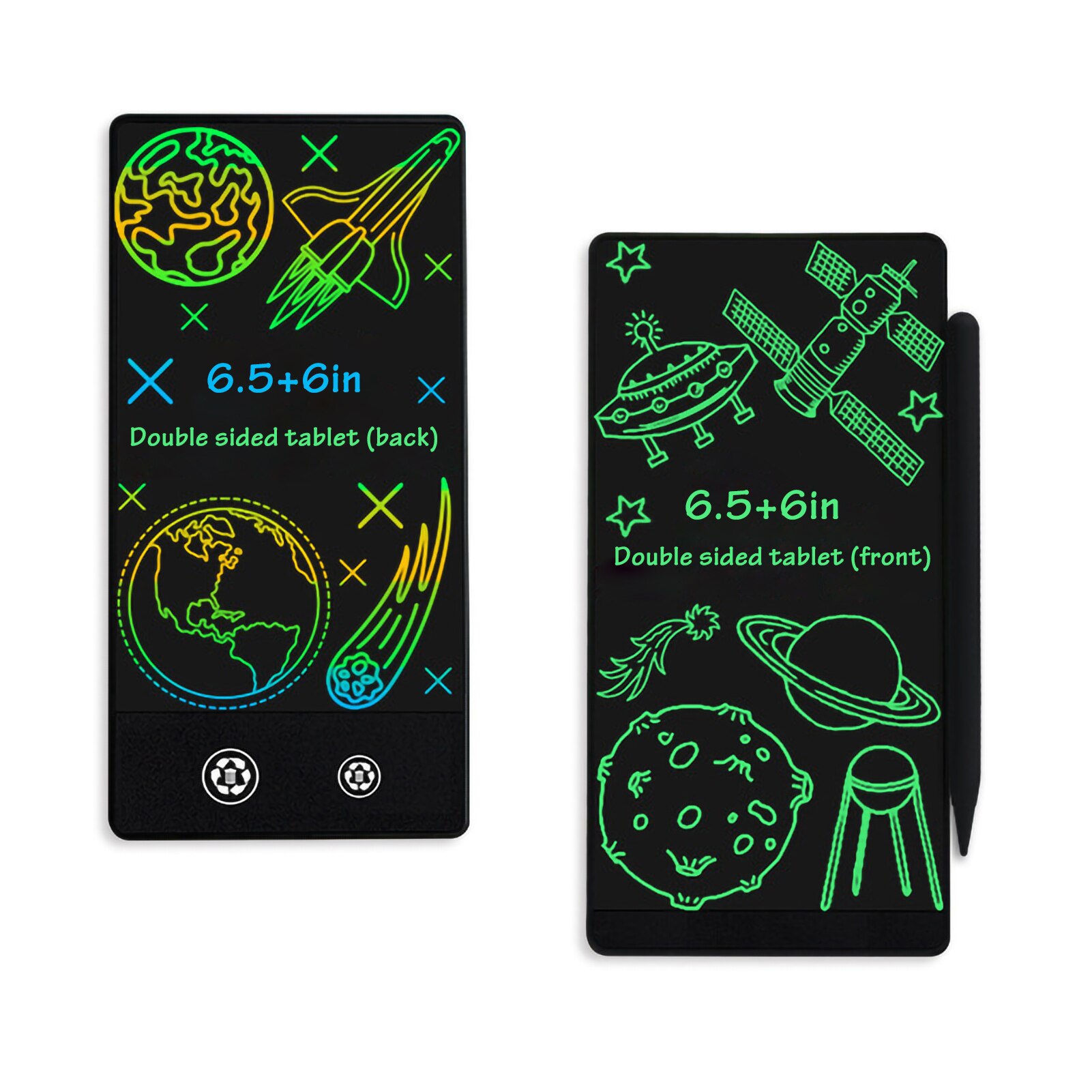 11.5/9.5/6.5 Inch Double-sided LCD Writing Tablet Full Screen with 2 Stylus Drawing Writing Taking Notes Leaving Messages: 6.5inch-Black