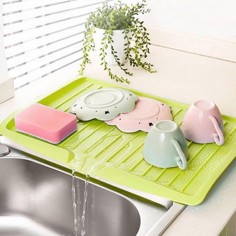 Kitchen Drain Rack Silicone Dish Drainer Tray Large Sink Drying Rack Worktop Organizer Drying Rack For Dishes Tableware