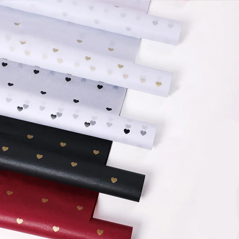 Håndlavet indpakningspapir gør-det-selv håndlavet kunsthåndværk stjerne kærlighed prik mønster silkepapir 7 ark/parti blomsteremballagepapir