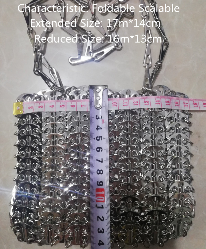 Frauen Taschen Silber Metall Pailletten Kette Gewebte Tasche Hohl Abend Taschen Kupplung Weibliche Reise Schulter Tasche Handtasche