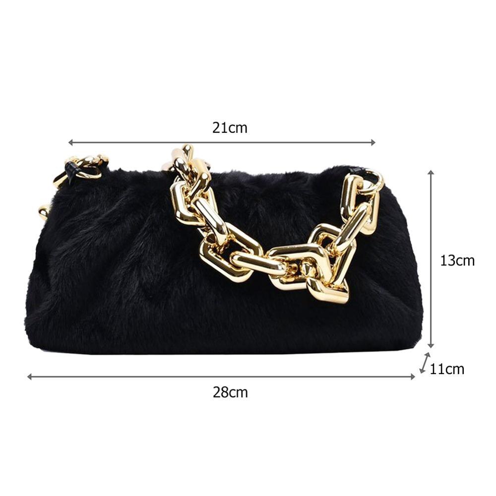 Bolso de mano para mujer, de nube, de felpa, suave, informal, con cadena gruesa, para mujer, bolso de hombro de viaje, bolsos con asa superior