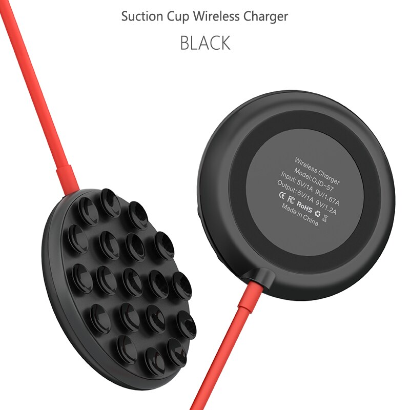 Qi Wireless Charger Pad Suction Cup Mobile Phone 10W Wireless Fast Charging for iPhone 11 Pro Xs Max 8 Samsung S20 S10 S9 Huawei: Black