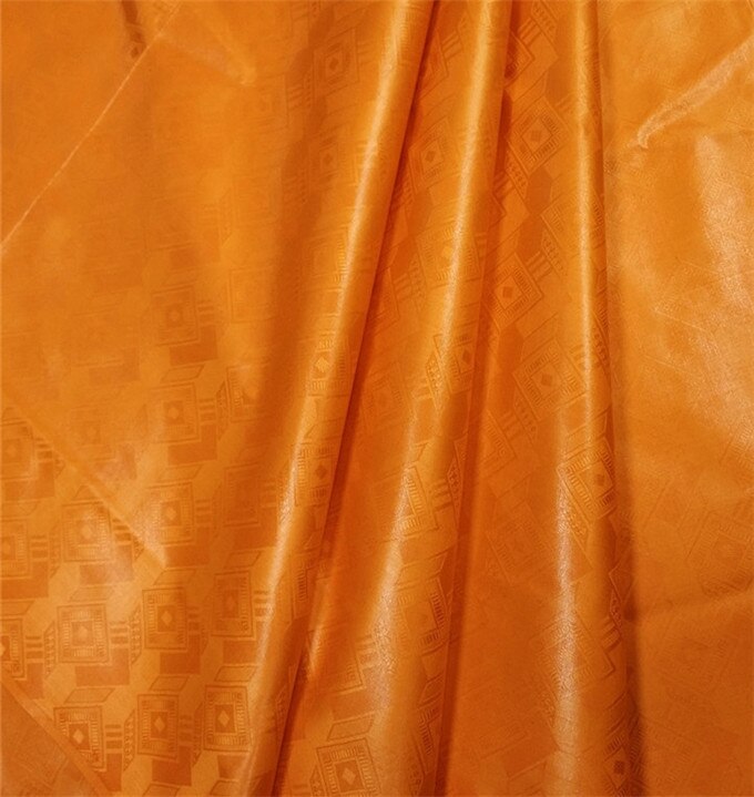 Tissu africain et nigérian pour homme | Tissu riche et de , en coton et en brocade africain, bassin bazin, lot de 5 mètres: orange