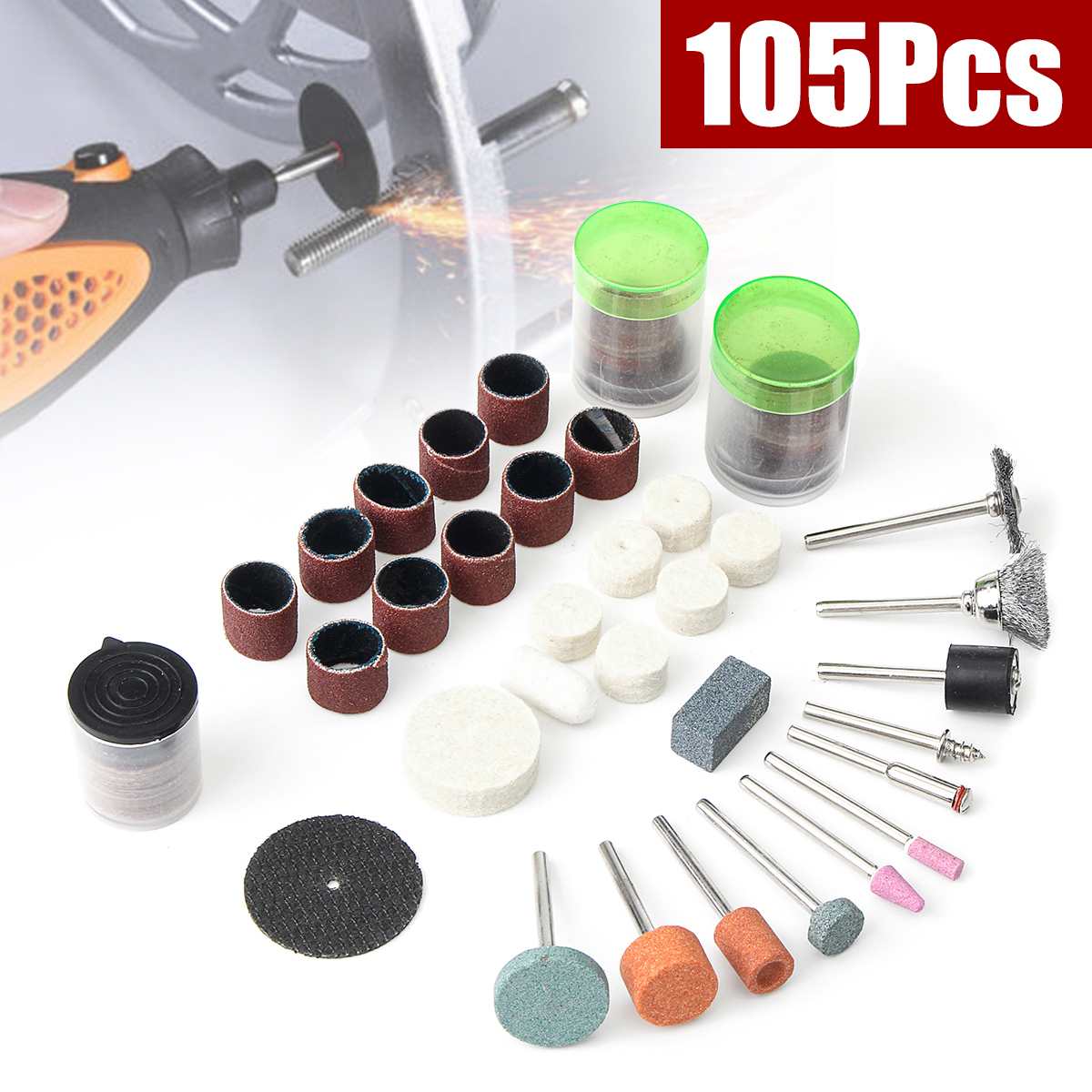 105Pcs Electric Grinder Bits Mini Drill Accessories Set Rotary Tools Kit For DIY Carving Sanding Cutting Polishing: Default Title