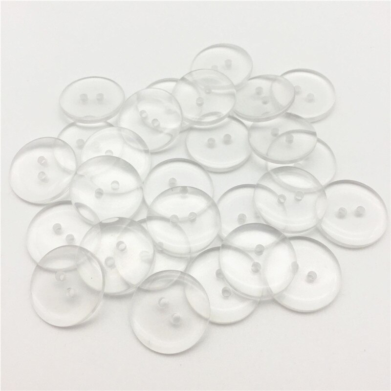 50pcs Lucency Resin Clear Buttons Transparent 2 Holes Round Sewing Shirt Button Embellishments For Scrapbooking