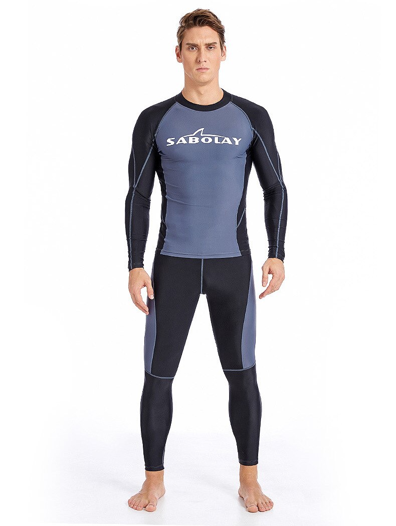 Sabolay men banho de manga comprida mergulho protetor solar de secagem rápida proteção uv praia surf shorts fatos de banho rash guards n326