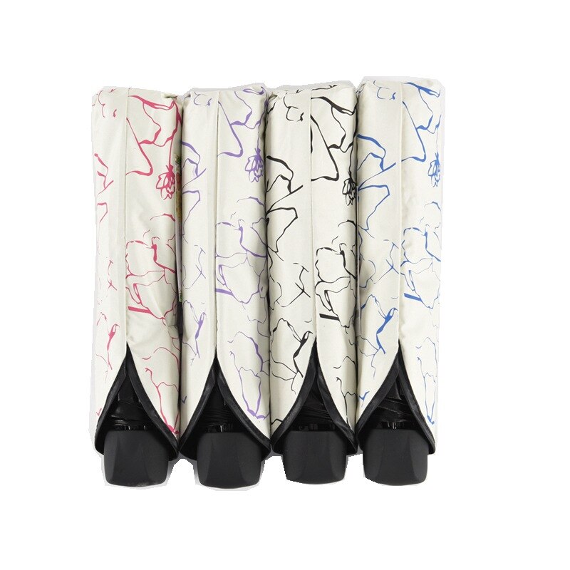 Hibiscus peinture parapluie pliant pour femmes hommes poche blanche Parasol pluvieux Anti-UV imperméable Portable noir revêtement parapluies