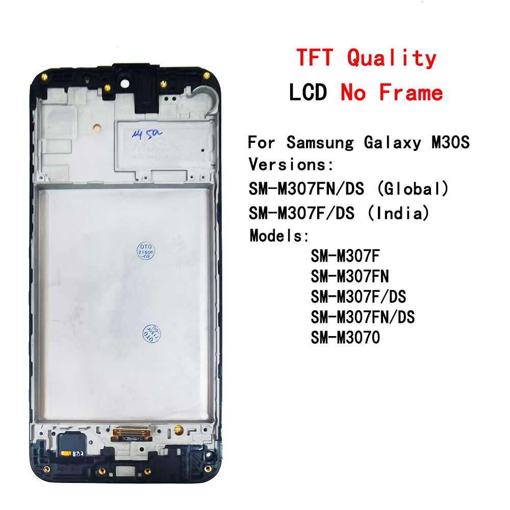 LCD For Samsung Galaxy M30S M307 SM-M307F M307F/DS M307FN/DS M3070 LCD display Screen Touch panel Digitizer with frame Assembly: TFT Add frame