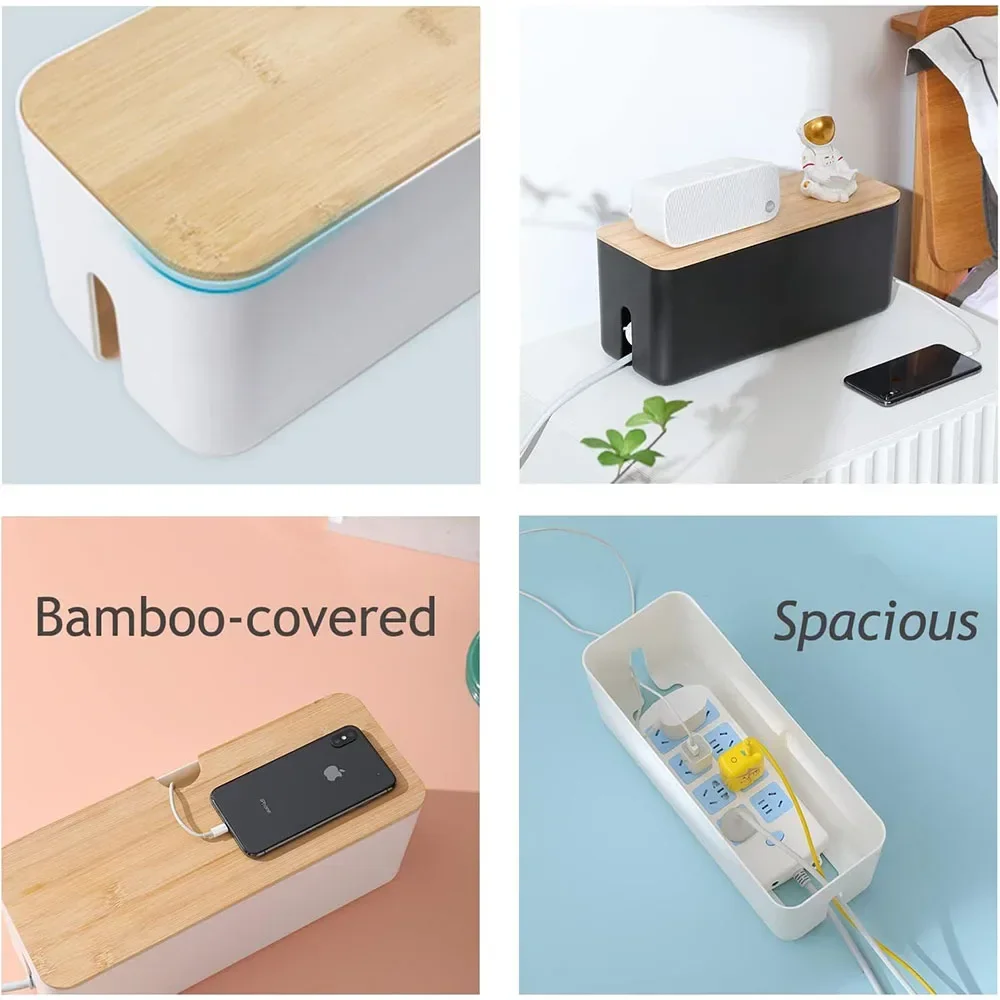 Caja de gestión de cables, organizador , caja de cables de alimentación segura y ecológica, ocultar cables, mantener los cables de alimentación limpios y ordenados para el hogar